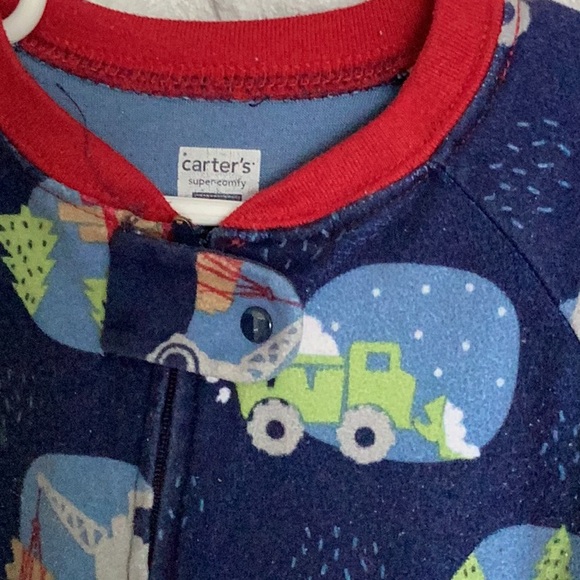 Carters 12 month fleece pajamas zip front safety material on feet cute details - Picture 8 of 12